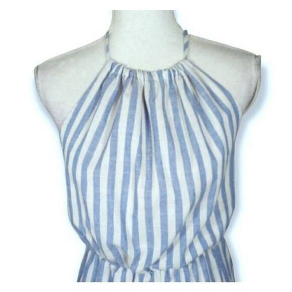 ZAFUL WHITE & BLUE STRIPE HALTER ROMPER SZ.XL EUC. - Picture 2 of 10